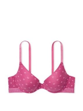 VS PINK Cherry Lightly Lined Demi Cotton Logo Bra – Size 36D